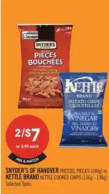 Shoppers Drug Mart SNYDER'S OF HANOVER PRETZEL PIECES (240g) or KETTLE BRAND KETTLE COOKED CHIPS (156g - 198g) offer