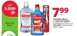 Rexall COLGATE, HELLO or TOM'S OF MAINE Mouthwash 473mL-1L or COLGATE Toothbrushes offer