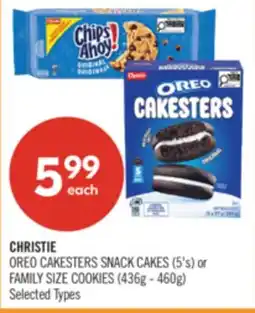 Shoppers Drug Mart CHRISTIE OREO CAKESTERS SNACK CAKES (5's) or FAMILY SIZE COOKIES (436g-460g) offer