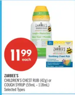 Shoppers Drug Mart ZARBEE'S CHILDREN'S CHEST RUB (42g) or COUGH SYRUP (59mL - 118mL) offer