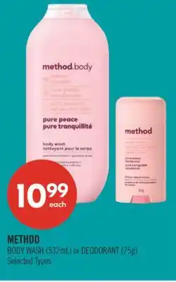 Shoppers Drug Mart METHOD BODY WASH (532mL) or DEODORANT (75g) offer