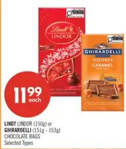 Shoppers Drug Mart LINDT LINDOR (150g) or GHIRARDELLI (151g - 153g) CHOCOLATE BAGS offer
