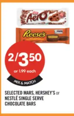 Shoppers Drug Mart SELECTED MARS, HERSHEY'S or NESTLÉ SINGLE SERVE CHOCOLATE BARS offer