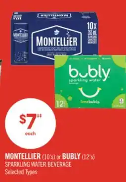 Shoppers Drug Mart MONTELLIER (10's) or BUBLY (12's) SPARKLING WATER BEVERAGE offer