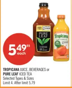 Shoppers Drug Mart TROPICANA JUICE, BEVERAGES or PURE LEAF ICED TEA offer