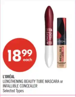 Shoppers Drug Mart L'ORÉAL LENGTHENING BEAUTY TUBE MASCARA or INFALLIBLE CONCEALER offer