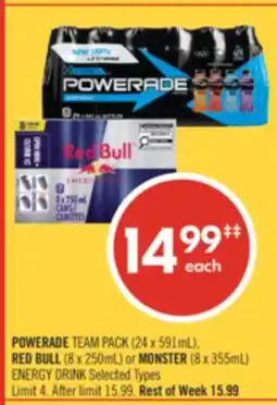 Shoppers Drug Mart POWERADE TEAM PACK (24 x 591mL), RED BULL (8 x 250mL) or MONSTER (8 x 355mL) ENERGY DRINK offer