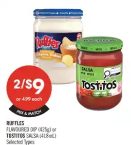 Shoppers Drug Mart RUFFLES FLAVOURED DIP (425g) or TOSTITOS SALSA (418mL) offer