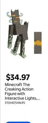 Walmart Minecraft The Creaking Action Figure with Interactive Lights, Sounds & Accessory, 8-inch Collectible offer