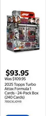 Walmart 2025 Topps Turbo Attax Formula 1 Cards - 24-Pack Box (240 Cards) offer