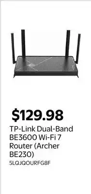 Walmart TP-Link Dual-Band BE3600 Wi-Fi 7 Router (Archer BE230) offer