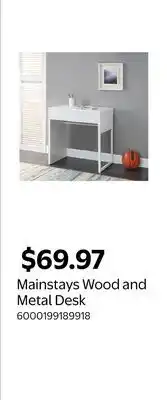 Walmart Mainstays Wood and Metal Desk offer