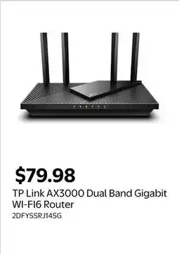 Walmart TP Link AX3000 Dual Band Gigabit WI-FI6 Router offer