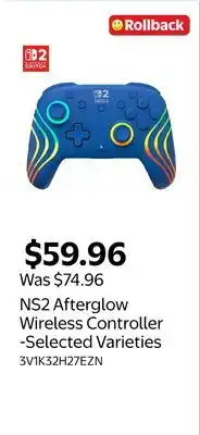 Walmart NS2 Afterglow Wireless Controller -Selected Varieties offer