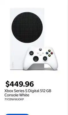 Walmart Xbox Series S Digital 512 GB Console White offer