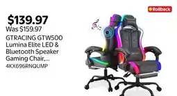 Walmart GTRACING GTW500 Lumina Elite LED & Bluetooth Speaker Gaming Chair, Black offer