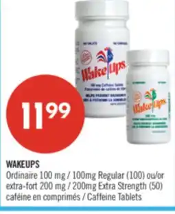 Pharmaprix WAKEUPS 100mg Regular (100) or 200mg Extra Strength (50) Caffeine Tablets offer