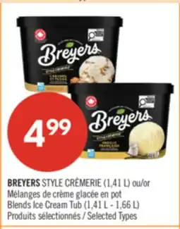 Pharmaprix BREYERS STYLE (1.41 L) or Blends Ice Cream Tub (1.41 L - 1.66 L) offer