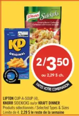 Pharmaprix LIPTON CUP-A-SOUP (4), KNORR SIDEKICKS or KRAFT DINNER offer