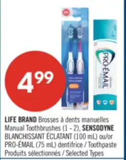 Pharmaprix LIFE BRAND Manual Toothbrushes (1 - 2), SENSODYNE (100 mL) or (75 mL) Toothpaste offer