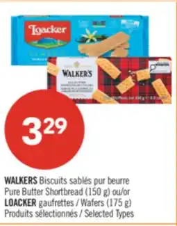 Pharmaprix WALKERS Pure Butter Shortbread (150 g) or LOACKER Wafers (175 g) offer