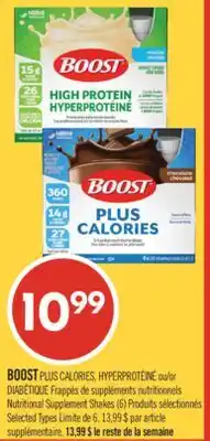 Pharmaprix BOOST PLUS CALORIES, or DIABÉTIQUE Nutritional Supplement Shakes (6) offer