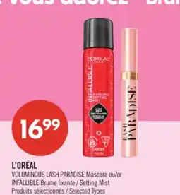Pharmaprix L'ORÉAL VOLUMINOUS LASH PARADISE Mascara or INFALLIBLE Setting Mist offer