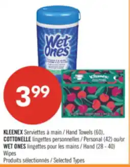 Pharmaprix KLEENEX Hand Towels (60), COTTONELLE Personal (42) or WET ONES Hand (28 - 40) Wipes offer