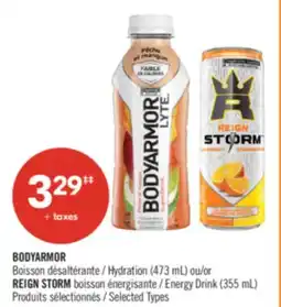 Pharmaprix BODYARMOR Hydration (473 mL) or REIGN STORM Energy Drink (355 mL) offer