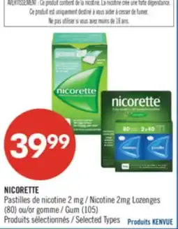 Pharmaprix NICORETTE Nicotine 2mg Lozenges (80) or Gum (105) offer