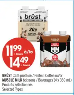Pharmaprix BRÜST Protein Coffee or MUSCLE MILK Beverages offer
