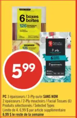 Pharmaprix PC 3-Ply or NO NAME Facial Tissues (6) offer