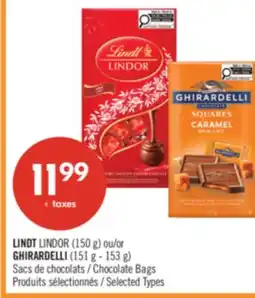 Pharmaprix LINDT LINDOR (150 g) or GHIRARDELLI (151 g - 153 g) Chocolate Bags offer