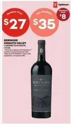 Real Canadian Liquorstore BERINGER KNIGHTS VALLEY CABERNET SAUVIGNON, 750 mL offer