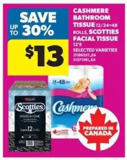 Real Canadian Superstore Cashmere Bathroom Tissue & Scotties Facial Tissue offer