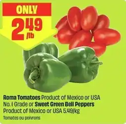 FreshCo Roma tomatoes or sweet green bell peppers offer