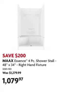 Home Hardware Essence 4 Pc. Shower Stall - 48 x 34 - Right Hand Fixture offer