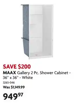 Home Hardware Gallery 2 Pc. Shower Cabinet - 36 x 36 - White offer
