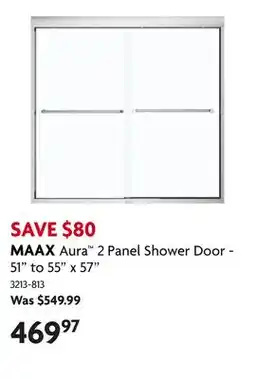 Home Hardware Aura 2 Panel Shower Door - 51 to 55 x 57 offer