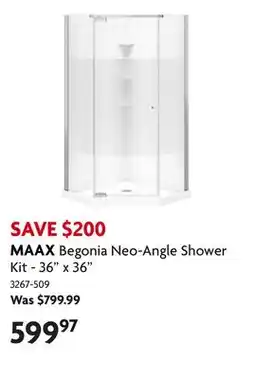 Home Hardware Begonia Neo-Angle Shower Kit - 36 x 36 offer