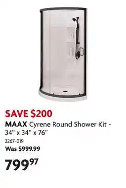 Home Hardware Cyrene Round Shower Kit - 34 x 34 x 76 offer