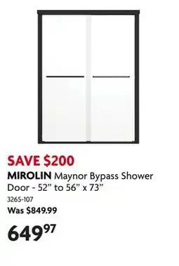Home Hardware Maynor Bypass Shower Door - 52 to 56 x 73 offer