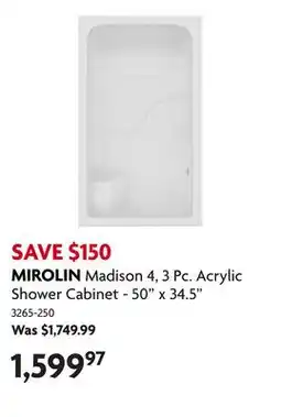 Home Hardware Madison 4, 3 Pc. Acrylic Shower Cabinet - 50 x 34.5 offer