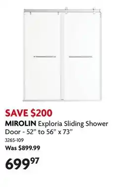 Home Hardware Exploria Sliding Shower Door - 52 to 56 x 73 offer