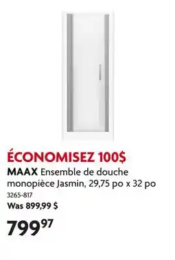 Home Hardware Ensemble de douche monopièce Jasmin, 29,75 po x 32 po offer