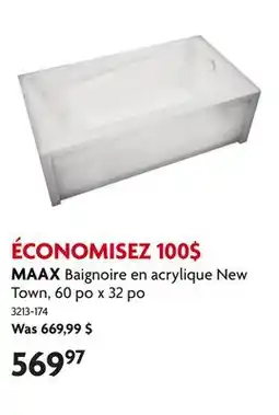 Home Hardware Baignoire en acrylique New Town, 60 po x 32 po offer