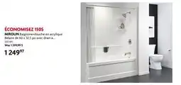 Home Hardware Baignoire+douche en acrylique Belaire de 60 x 32,5 po avec drain à droite, 1 pièce, blanc offer