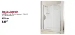 Home Hardware Porte de douche sans cadre HaloMC, 56,5-59 po x 78,75 po offer