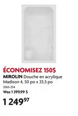 Home Hardware Douche en acrylique Madison4, 50 po x 33,5 po offer
