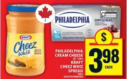Food Basics Philadelphia Cream Cheese / Kraft Cheez Whiz Spread offer